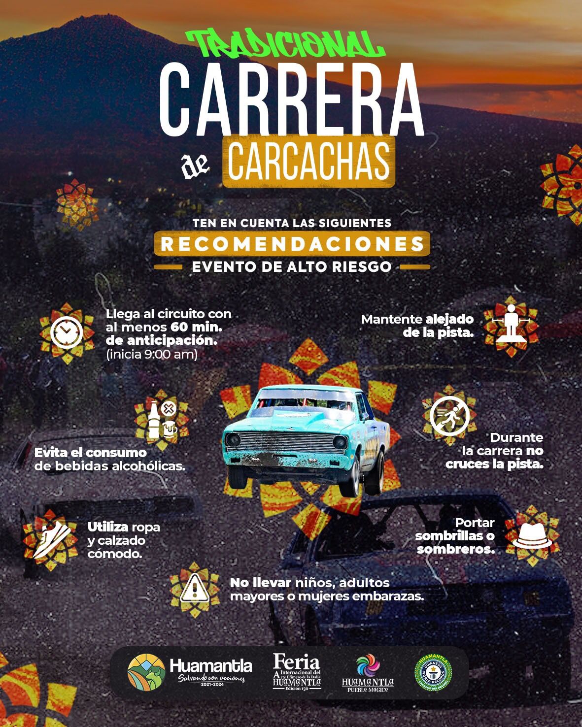 Emite Protección Civil de Huamantla recomendaciones para disfrutar de la Carrera de Carcachas